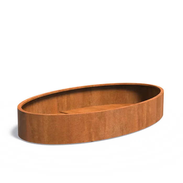 ELLIPSE Pflanzkübel aus Cortenstahl mit Boden 2800x1600x400