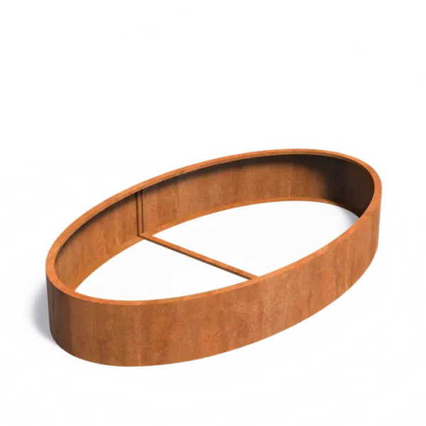 ELLIPSE Pflanzkübel mit Boden aus Cortenstahl 2800x1600x400