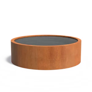 Rundes Wasserbecken aus Cortenstahl 2000x600