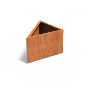 TRIANGLE Pflanzkübel mit Boden aus Cortenstahl 1000x1000x600