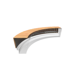 Außen gebogene Sitzauflage REVERT aus Hartholz 2843x872x358