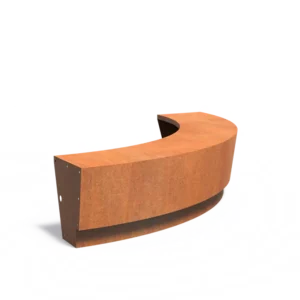 Außen gebogene Stützmauer REVERT aus Cortenstahl 2000x2000x500