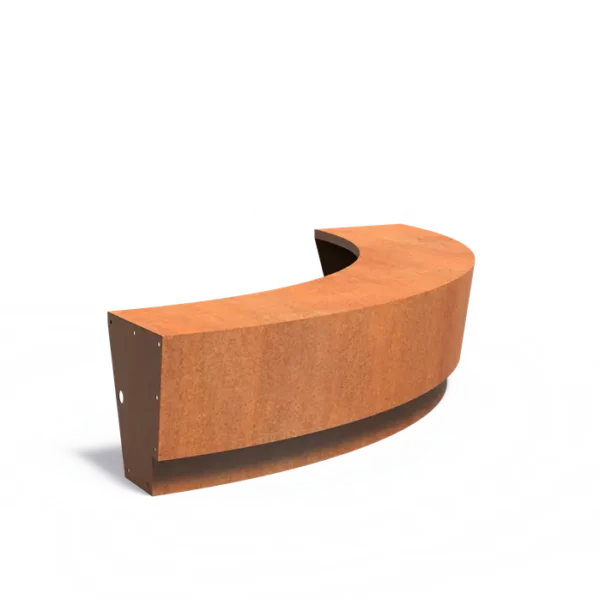 Außen gebogene Stützmauer REVERT aus Cortenstahl 2000x2000x500