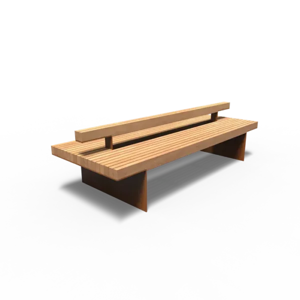 BORG Doppel-Sitzbank aus Cortenstahl mit Rückenlehne 2300x890x800