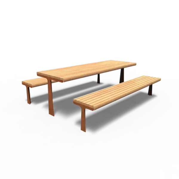 GRO Picknicktisch aus Cortenstahl 2584x2070x905