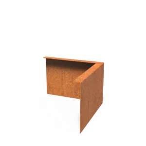 Gartenbordüre Aussenwinkel mit gefaltetem oberen Rand aus Cortenstahl_300x300xh200mm_2mm