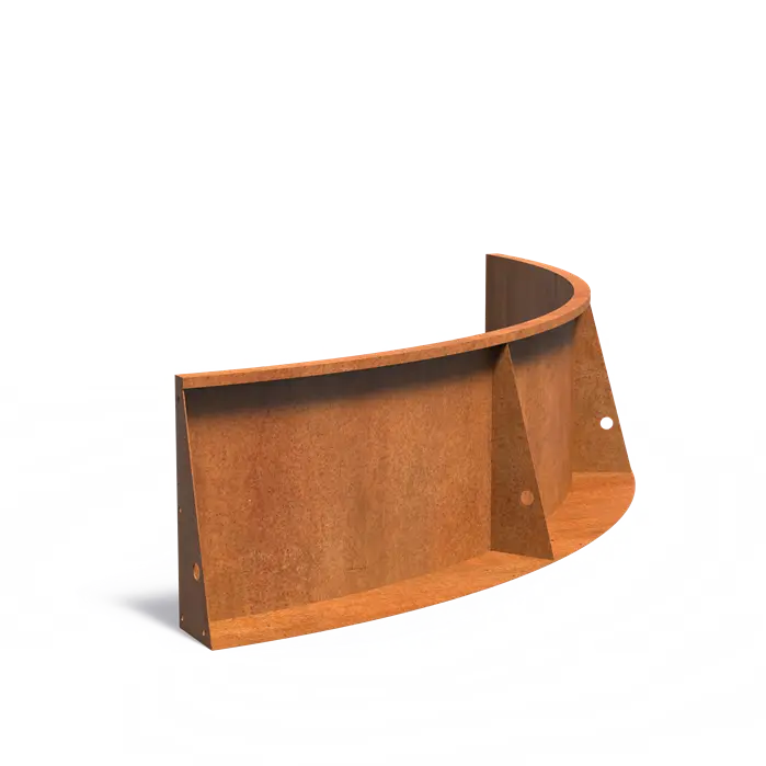 Gebogene Innen-Stützmauer aus Cortenstahl 2000x2000x600