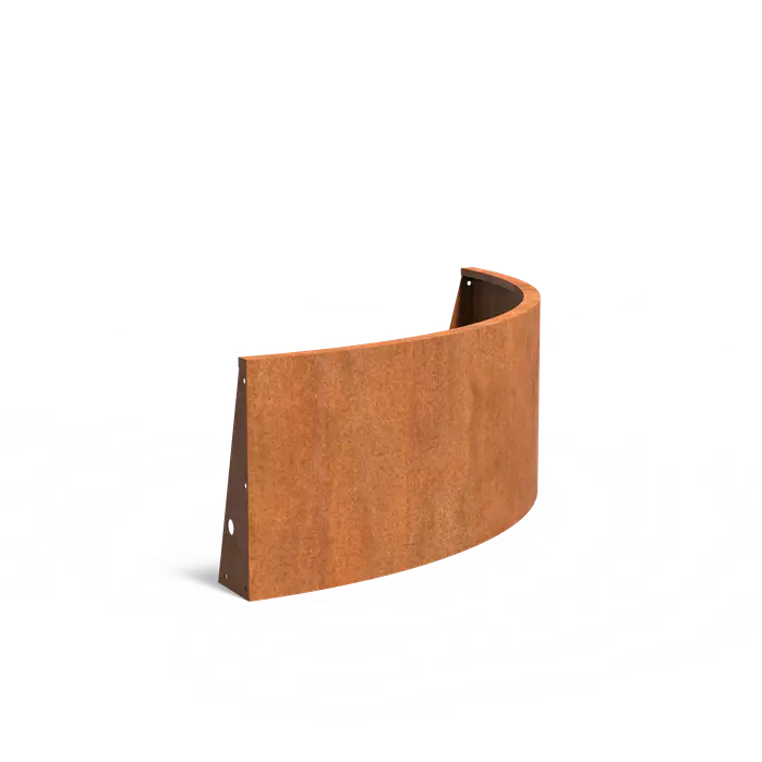 Gebogene Stützmauer aus Cortenstahl 1500x1500x600