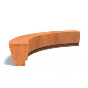 Innen gebogene Stützmauer REVERT aus Cortenstahl 2000x2000x500