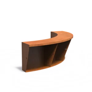 Innen gebogene Stützmauer aus Cortenstahl 1500x1500x600