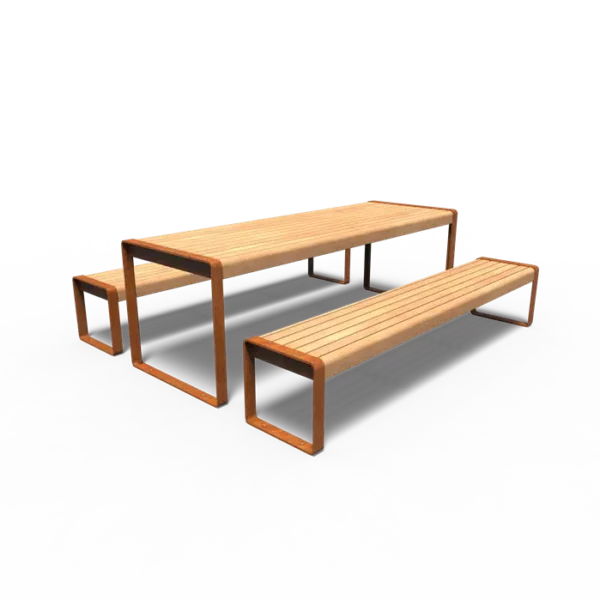 STORR Picknicktisch aus Cortenstahl 2300x2070x750