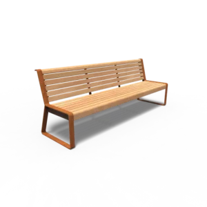 STORR Sitzbank aus Cortenstahl mit Rückenlehne 2300x650x850