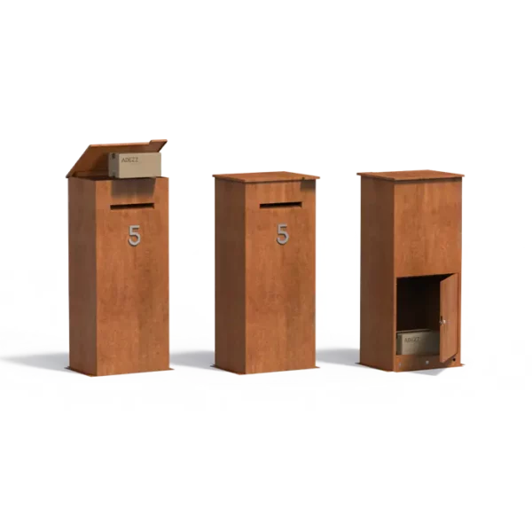 Cortenstahl Oberfläche Briefkasten CASE