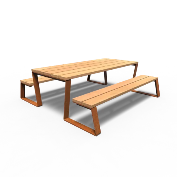 MIO Picknick-Set aus Cortenstahl 2300x2270x760 garapa