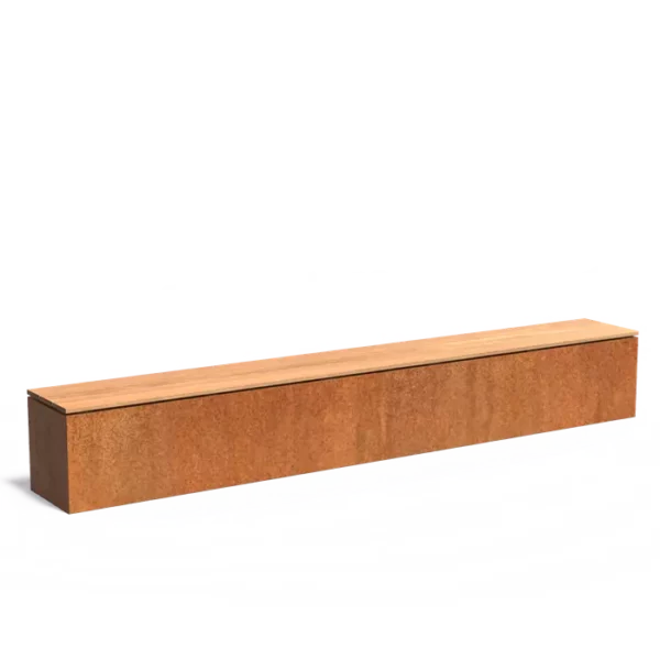 SOCLE Sitzbank aus Cortenstahl 3000x400x430